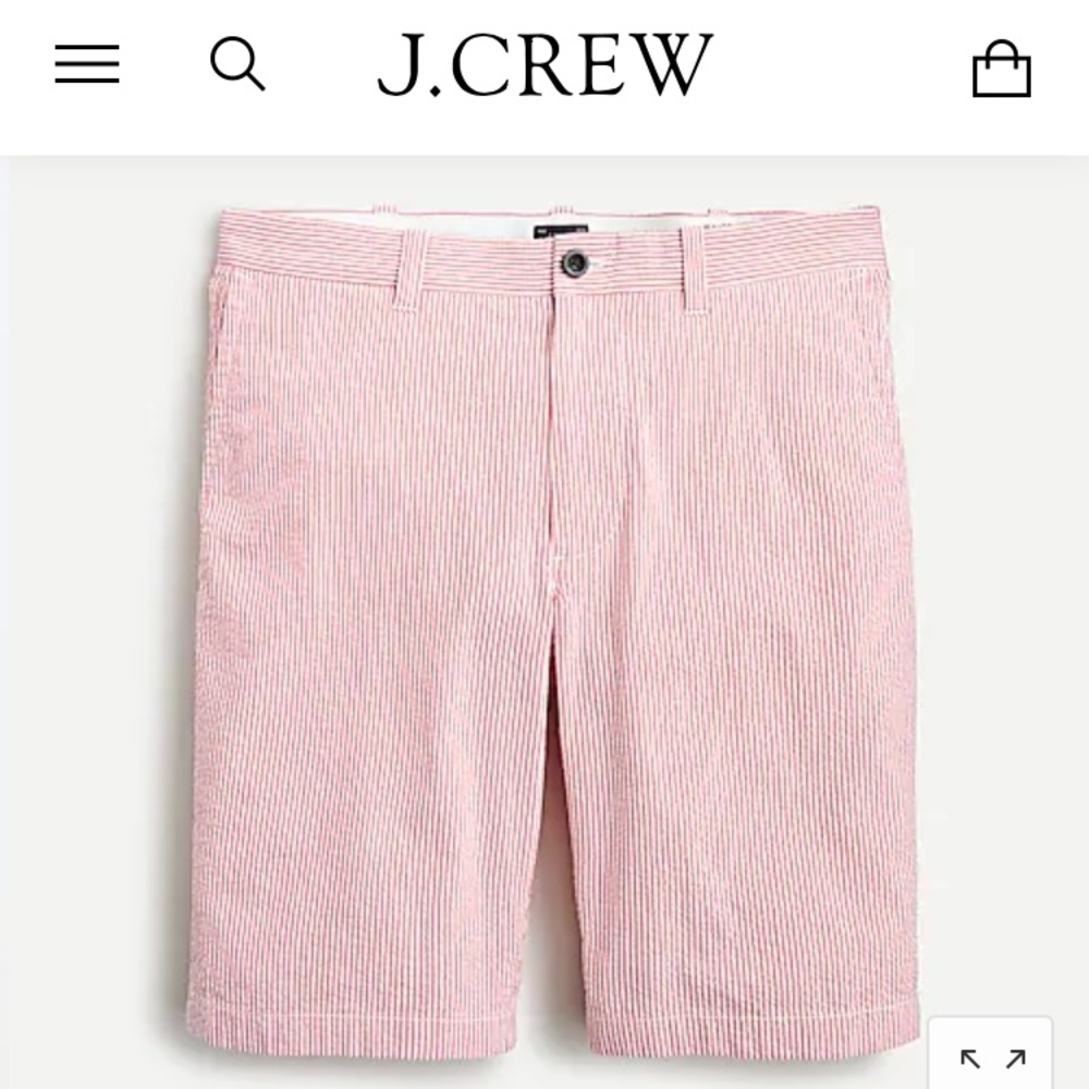 Men’s JCrew red/white striped club shorts. 30W New